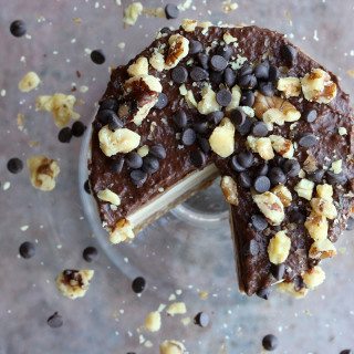 Raw Vegan Peanut Butter and Mocha Cheesecake - Three Silver Spoons